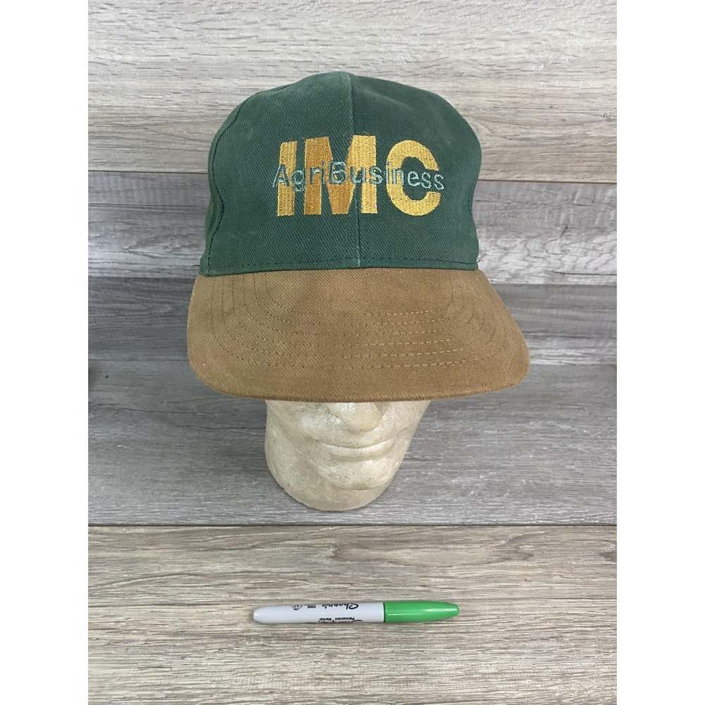 Vintage Swingster IMC AgriBusiness Snapback Hat Green Tan USA Made Trucker Cap